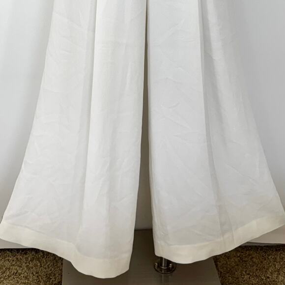 Elie Tahari Reese Pants Crepe Georgette Wide Leg Pleated Front White 6 NWT - Picture 4 of 10